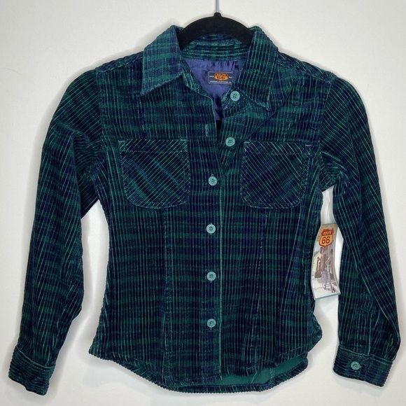 NWT Route 66 green‎ corduroy button down Sz 7/8 - Picture 1 of 7